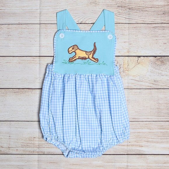 Other - Boutique Puppy Dog Baby Boyse Blue Bubble Romper